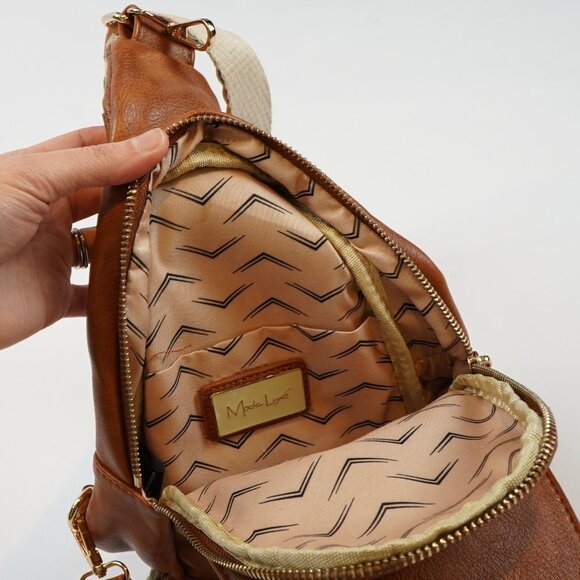 Moda Luxe Aztec Sling Saddlebag Crossbody Camel Brown - Picture 3 of 6